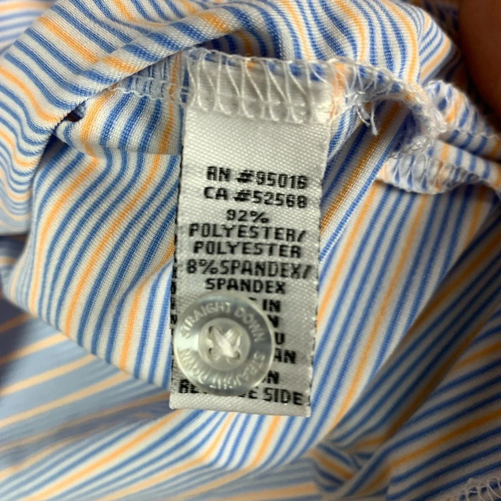 Straight‎ Down Polo Shirt Mens Large Striped Golf Performance Preppy